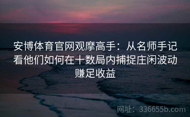 安博体育官网观摩高手：从名师手记看他们如何在十数局内捕捉庄闲波动赚足收益